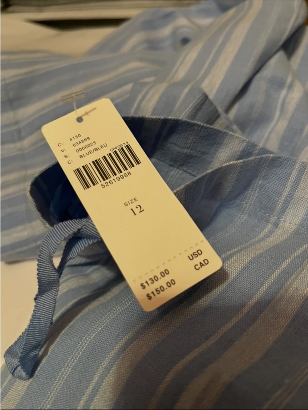 NWT Anthropologie size 12 linen blend mini dress in blue stripe - Picture 8 of 11